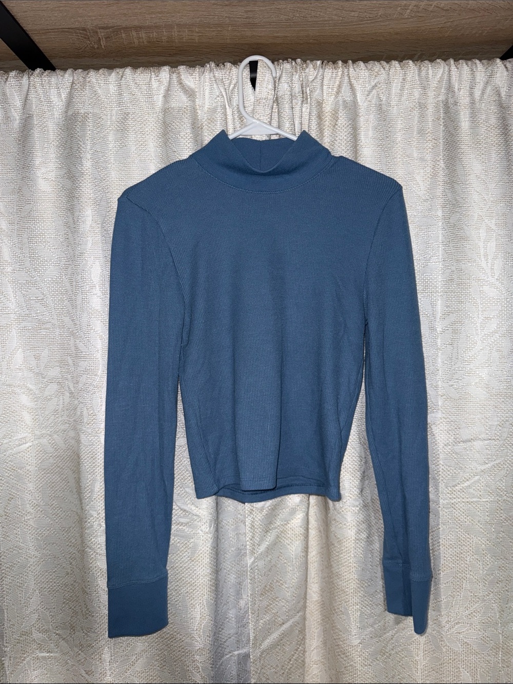 American Eagle Outfitters Slate Blue Mock Neck Long Sleeve Top